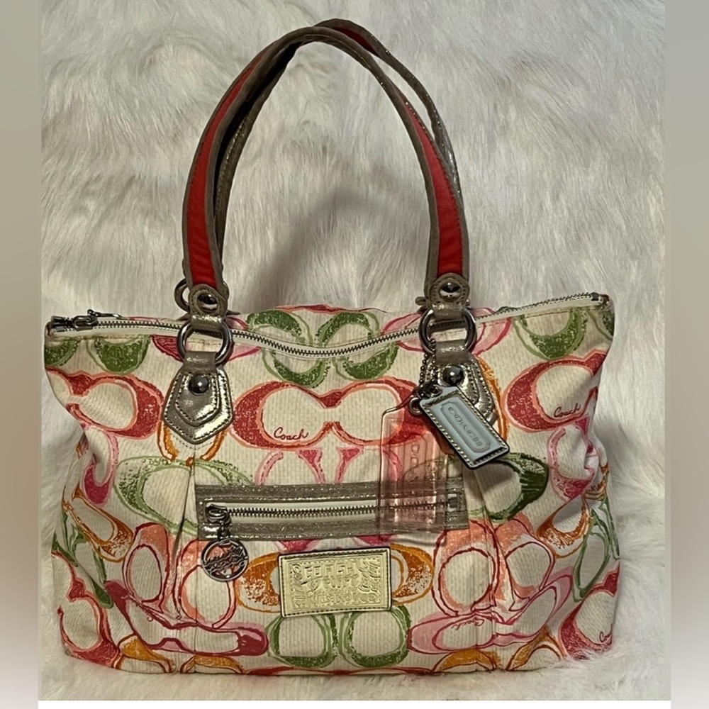 Rare Vintage Coach Poppy Multi Color Dream C Glam Bag and Wallet - Picture 5 of 14